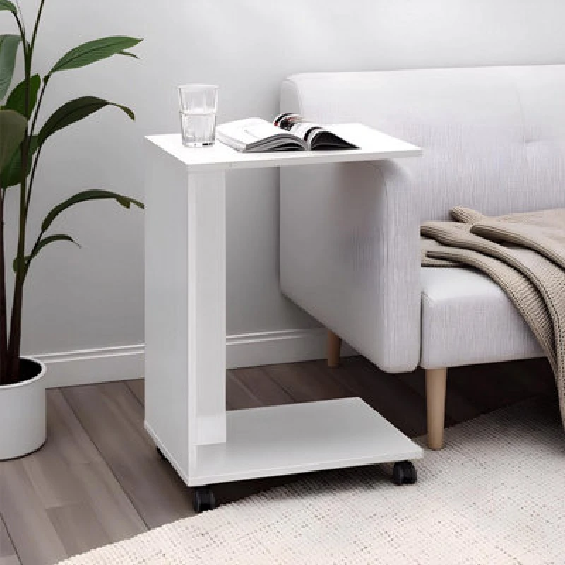 Image of FWStyle FWStyle Matt White Mobile Sofa End Laptop Table White One Size Unisex 5056413130990