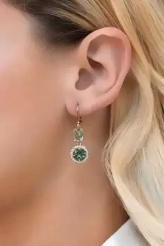 Image of Ladies Lauren Ralph Lauren PE STONE DBL DROP-GLD/GREEN Earrings 14G00376