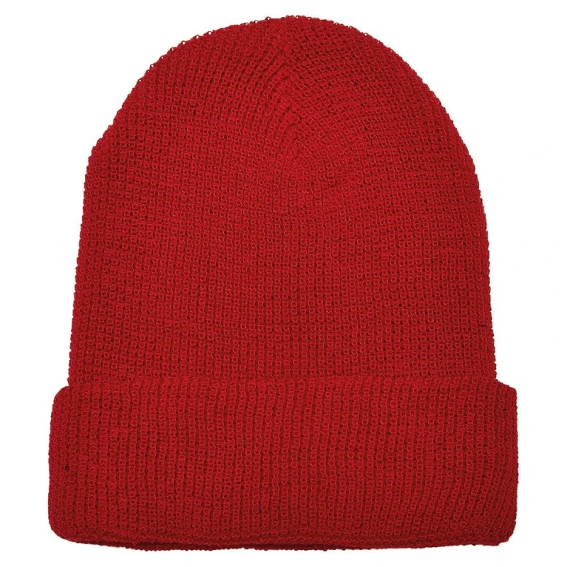 Image of Flexfit Flexfit Men Knitted Waffle Beanie in Red Red One Size Male 5063300291139