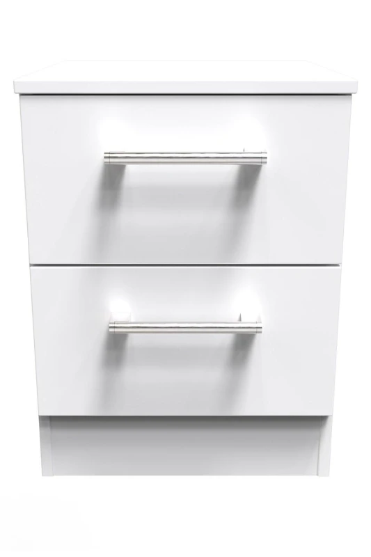Image of Cornwall 2 Drawer Compact Bedside Cabinet In White Matt (Ready Assembled)