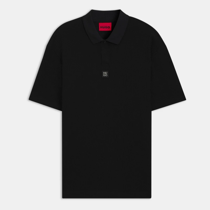 Image of Hugo Mens Dallovo Red Short Sleeve Polo Shirt Black 001 male L