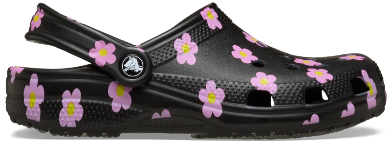 Image of Crocs Unisex Classic Flower Clogs Black W6/M5