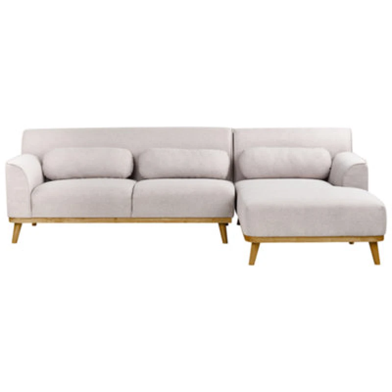 Image of Beliani Corner Sofa 3 Seater Simos Fabric Light Grey Left Hand