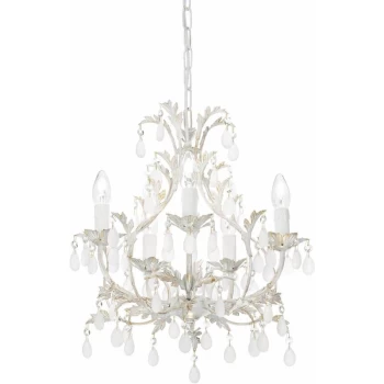 Image of Ideal Lux Lighting - Ideal Lux Cascina - 5 Light Chandelier Gold, White Finish, E14