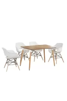 Image of 'Olivia' Halo Dining Set - a Dining Table & Set of 4 Fabric Chairs