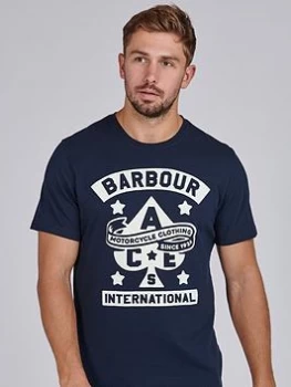 Image of Barbour International Steering Graphic T-Shirt - Navy, Size S, Men