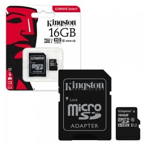 Image of Kingston Canvas Select 16GB Micro SDHC Memory Card