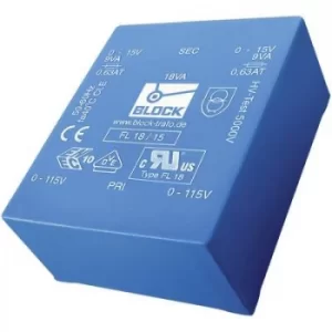 Image of Block FL 30/15 PCB mount transformer 2 x 115 V 2 x 15 V AC 30 VA 1 A