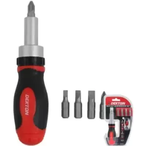 Image of 6pc Magnetic Ratchet Handle Screwdriver Anti Slip Handle Bit Set Pz Flat - Dekton