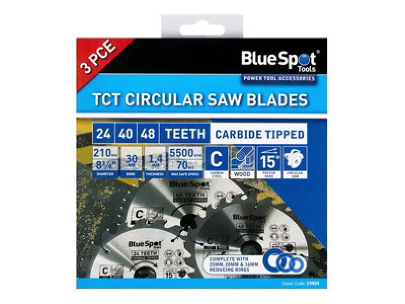 Image of Blue SPOT TOOLS Blue Spot Tools - BlueSpot Tools 19404 210mm Circular Saw Blade Set 3 Piece B/S19404 19404