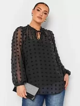 Image of Yours Yours Dobby Blouse Black, Size 20, Women