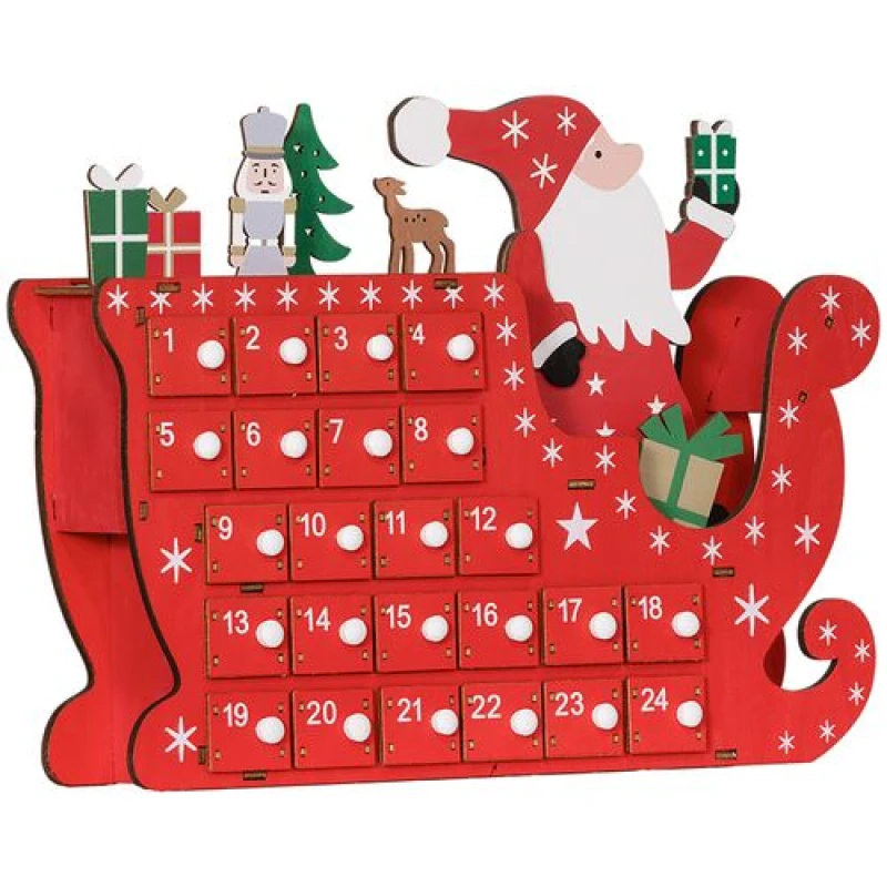 Image of Homcom Advent Calendar, Christmas Countdown Calendar With 24 Drawers, Red 830-872V80RD
