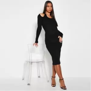 Image of I Saw It First Rib Halterneck Midi Dress - Black