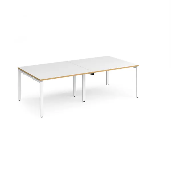 Image of Adapt Rectangular Office Boardroom White Frame Meeting Table - 2400mm - White Oak