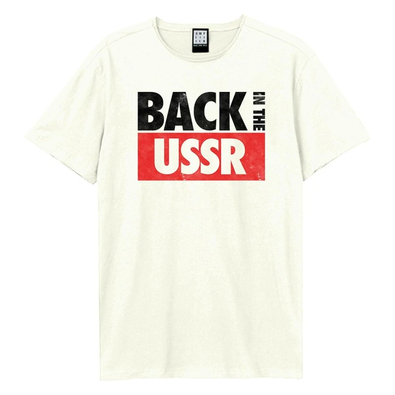 Image of Amplified Amplified Men Back In The Ussr The Beatles T-Shirt in White Size: X-Small White XS Male 5063703714136