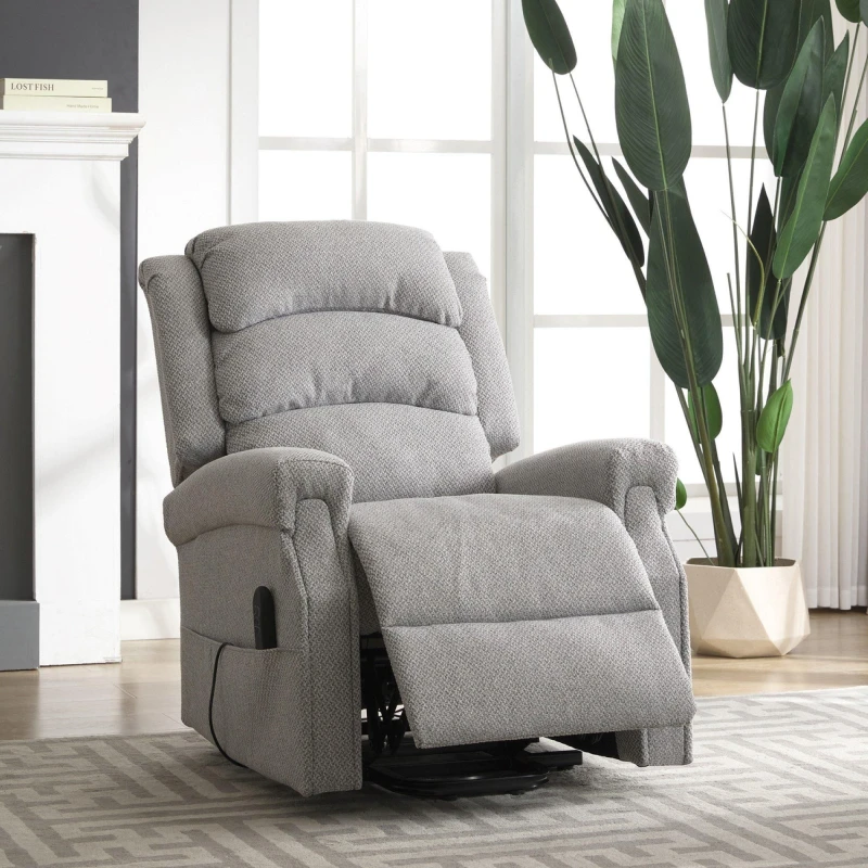 Image of Artemis Home Eltham Dual Motor Electric Lift Assist Recliner with Massage & Heat in Light Grey Light Grey Unisex