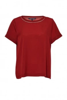 Image of French Connection Polly Plains Stitch Detail Top Red
