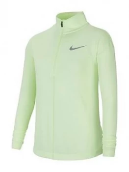 Image of Nike Older Girls Run Long Sleeve Half Zip Top - Volt
