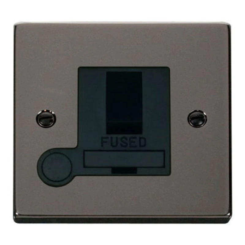 Image of SE Home Black Nickel 13A Fused Connection Unit Switched With Flex Black