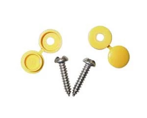 Image of Number Plate Screws & Caps - Yellow - No. 8 x 3/4in. - Pack Of 2 PWN644 WOT-NOTS
