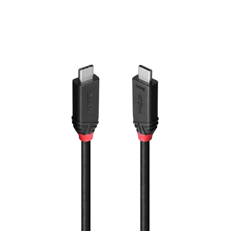 Image of Lindy 1m USB4 240W Type C Cable. Black Line