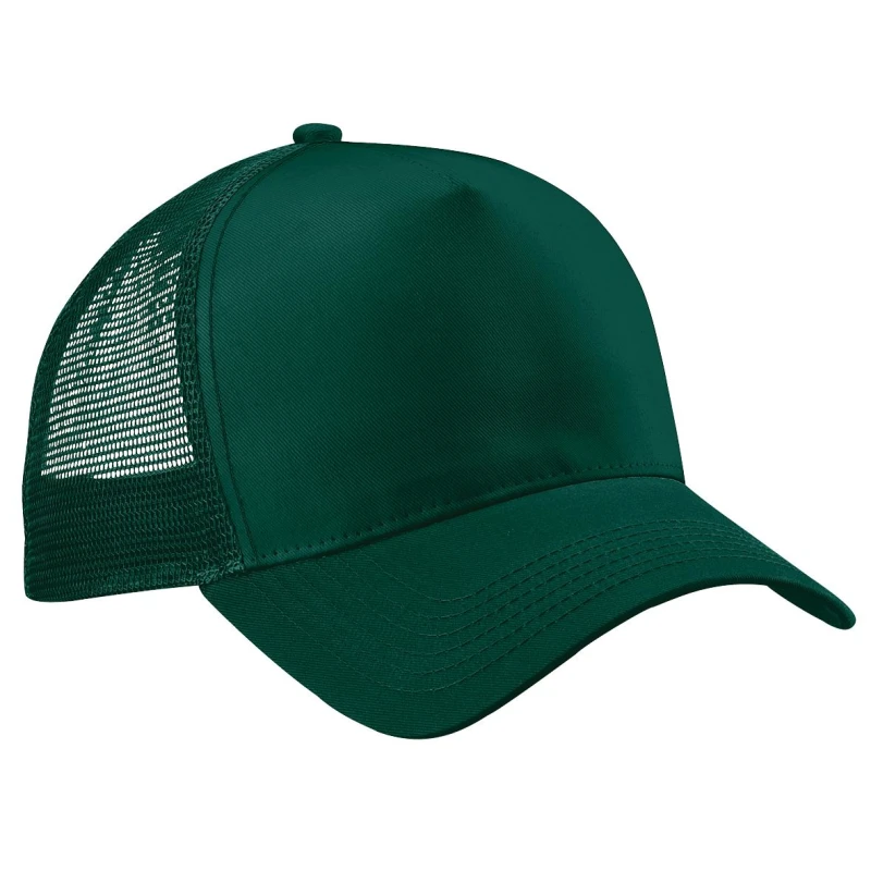 Image of Beechfield Beechfield Men Half Mesh Trucker Cap Headwear in Bottle Green Bottle Green One Size Male 5055747771275