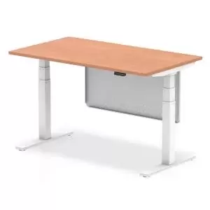 Image of Air 1400 x 800mm Height Adjustable Desk Beech Top White Leg With White