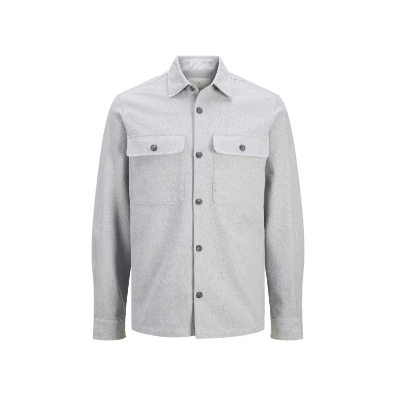 Image of Jack and Jones Raymond Melange Long Sleeve Shirt Long Sleeve Shirts Sml Grey 29344390055