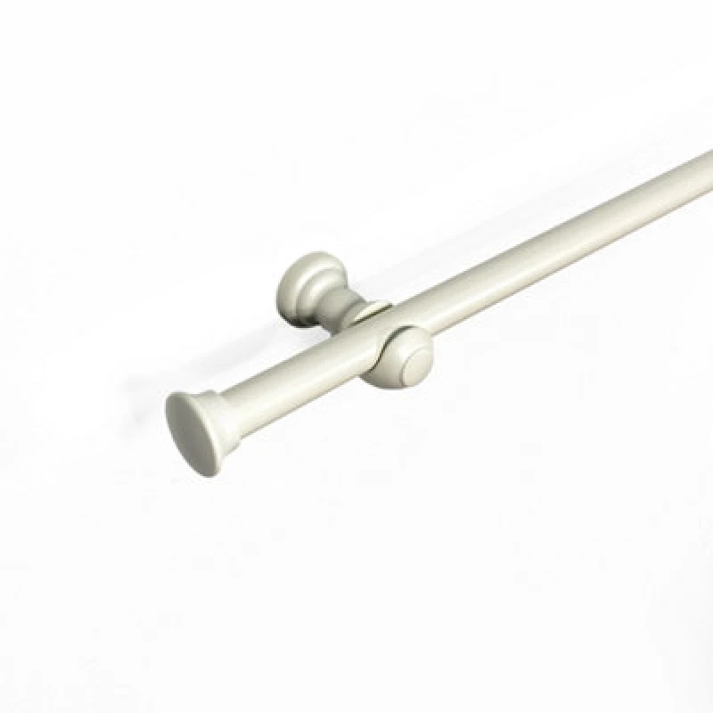 Image of Lister Cartwright 28mm Eyelet Wooden Curtain Pole Set Fixed Length (Linen White Traditional Stopper, 400 Cm)