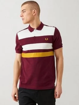 Image of Fred Perry Tape Detail Polo Shirt - Port, Size 2XL, Men