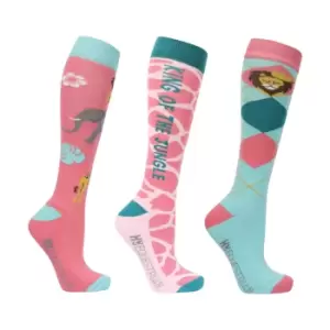 Image of Hy Womens/Ladies King Of The Jungle Socks (Pack of 3) (4 UK-8 UK) (Peach/Mint)