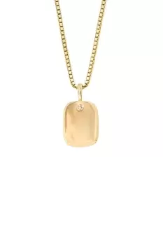 Image of Gold Plated Recycled Silver Diamond Rectangle Tag Necklace