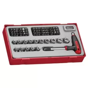 Image of Teng Tools TTTHQ62 Socket and Bits Set T Handle 62pcs