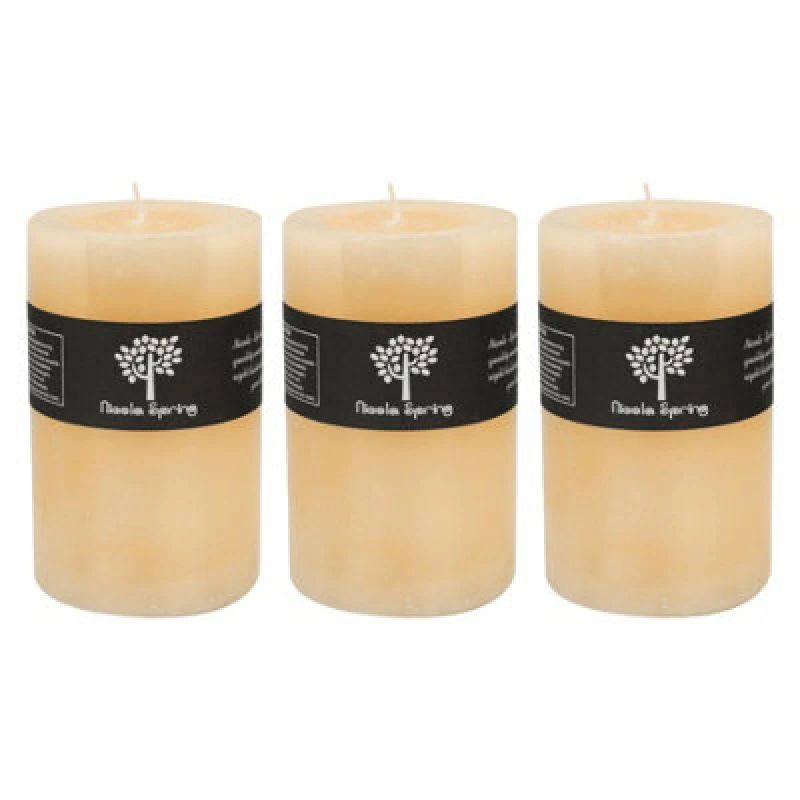 Image of Nicola Spring Round Vanilla Pillar Candles - 110 Hours - Cream - Pack Of 3