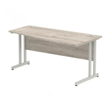 Image of Trexus Rectangular Desk White Cable Managed Leg 1200x800mm Grey Oak