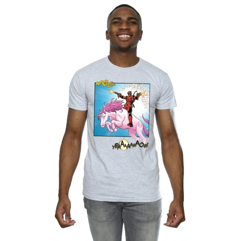 Image of Marvel Marvel Men Deadpool Hey You T-Shirt in Grey Size: Small Grey S Male 5057736837313