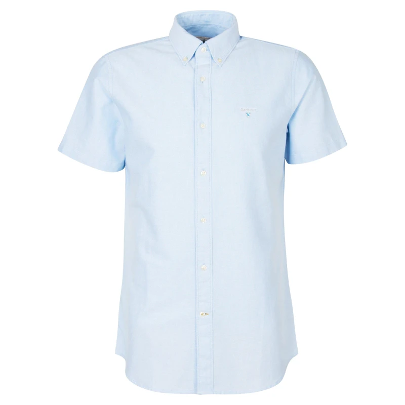 Image of Barbour Oxford Short Sleeve Tailored Shirt Sky BL32 male L