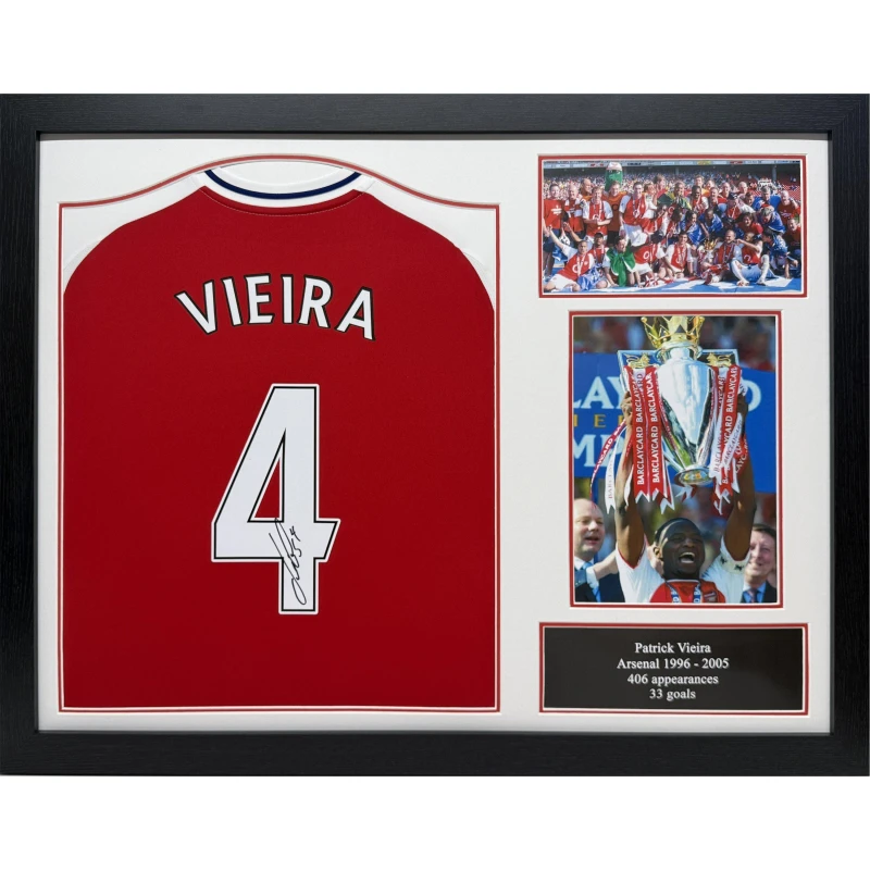 Image of AllStarSignings Ltd Patrick Vieira signed & framed Arsenal shirt Red unisex One Size
