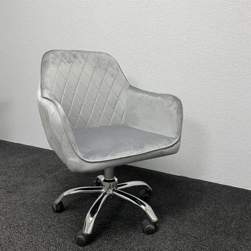 Image of KOSY KOALA Office Chair grey velvet swivel with arms and wheels leisure home desk computer Grey