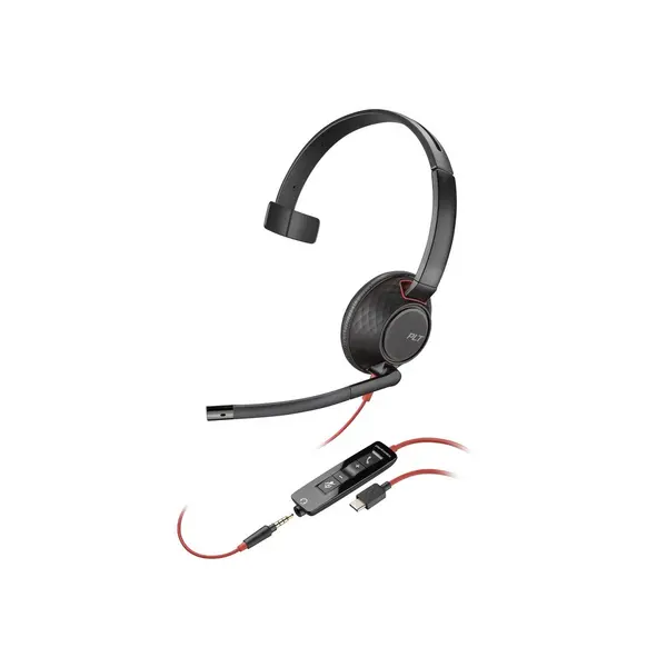 Image of Poly Blackwire 5210 Single Sided On-ear Monaural USB-C with Microphone Headset 8X230AA Black