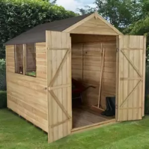 Image of 8X6 Apex Pressure Treated Overlap Green Wooden Shed With Floor - Assembly Service Included