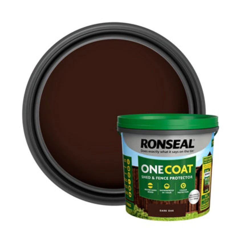 Image of Ronseal One Coat Shed & Fence Dark Oak 5Lt 5.0564E+12