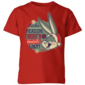 Image of Looney Tunes I'm The Reason There Is A Naughty List Kids Christmas T-Shirt - Red - 7-8 Years