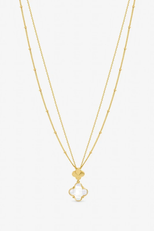 Image of Jon Richard Womens Gold Polished & Crystal Clover Pendant Gold Female One Size