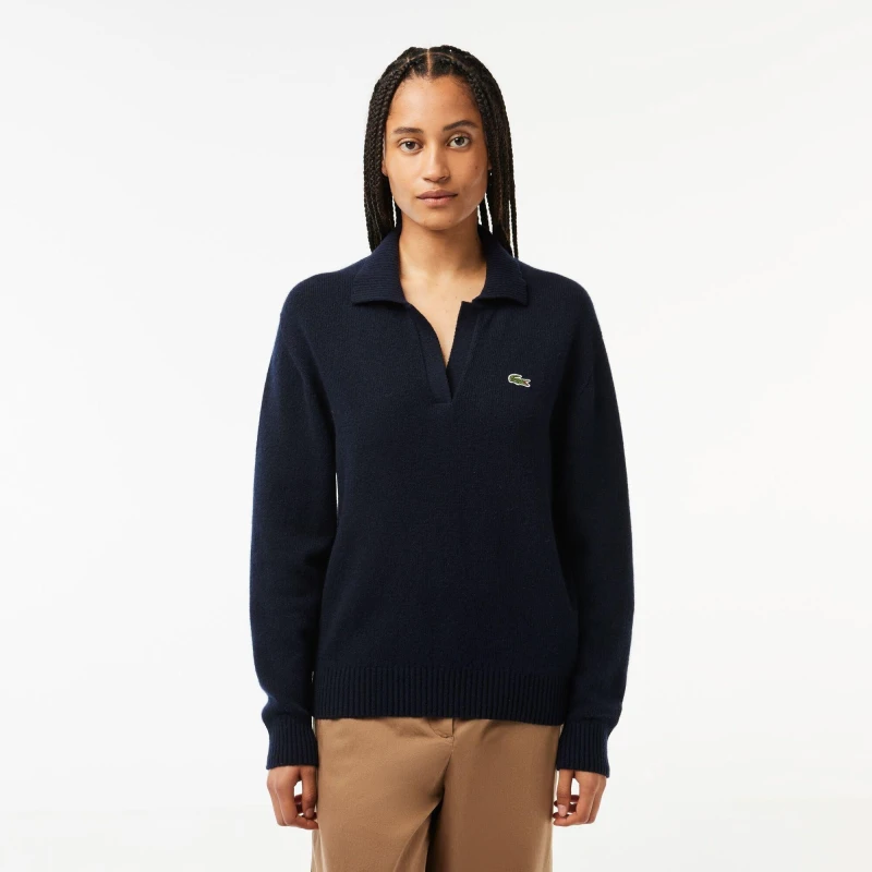 Image of Lacoste Womens Crew Neck Jumper Navy Blue female 6 (34)