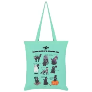 Image of Behaviour Of A Tote Bag (One Size) (Mint Green/Dark Grey/Black) - Spooky Cat