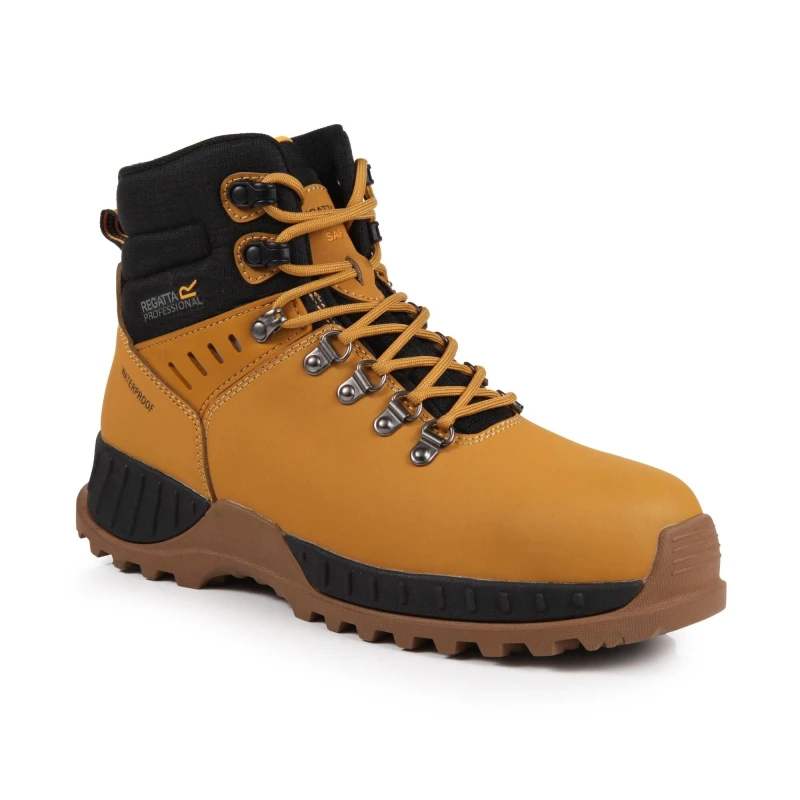 Image of Regatta Mens Grindstone Waterproof Safety Boots Honey/Black unisex UK 6