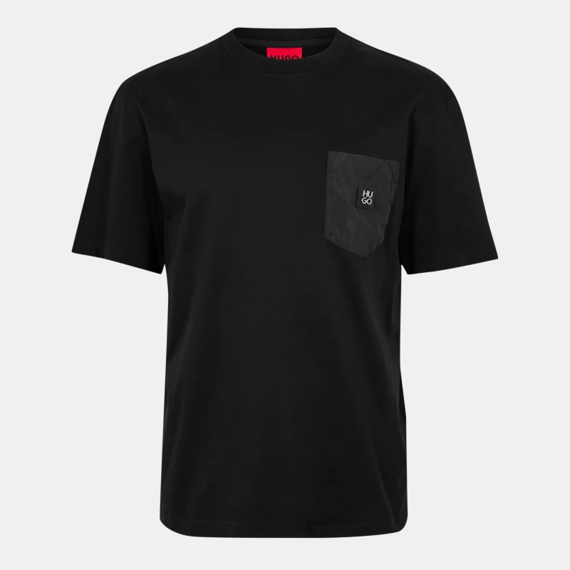 Image of Hugo Mens Dombiro 01 Red Cotton T-Shirt Black 001 male XS