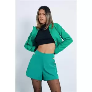 Image of I Saw It First Emerald Green Tailored Mini Skirt - Green