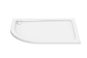Image of Wickes Offset Quadrant Left Hand 45mm White Cast Stone Shower Tray 1200x900mm